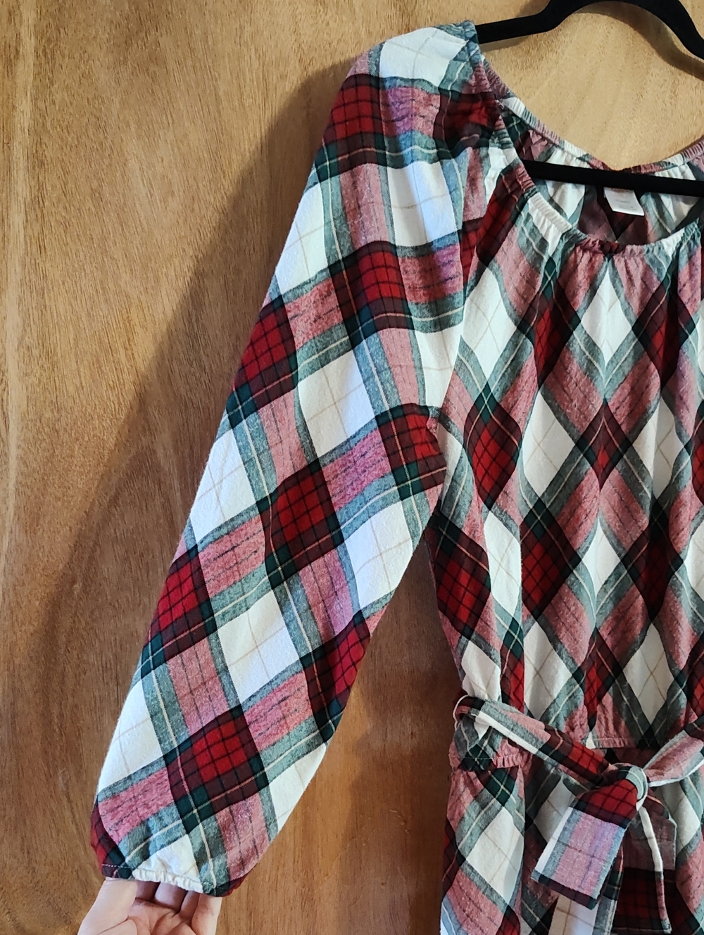 Gymboree Womens Dress Plaid Flannel Red Green Bias Cut Ruffle Christmas Cotton L - Picture 3 of 9